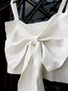 Chic White Bow Crop Top