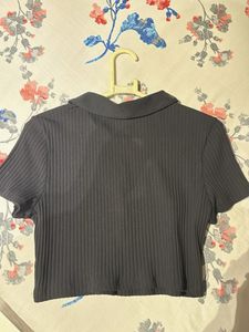 Ribbed Crop Top with Zipper