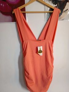 Ruched Orange international Dress