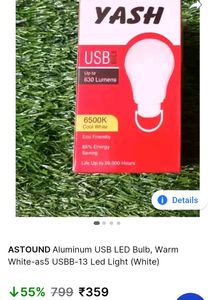 USB LED Bulb, Warm Light