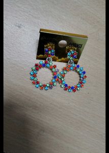 Colorful Hoop Earrings with Rhinestones