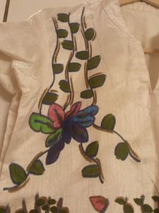 Hand-Painted Floral Kurta Top