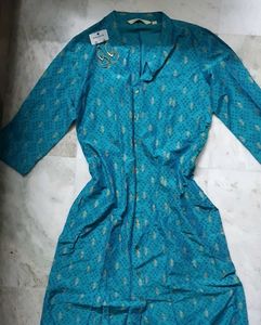 Elegant Teal Kurta with Gold Print