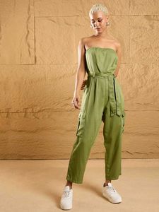 Sassafras Green Strapless Jumpsuit with Belt