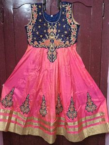 🌟 Royal Blue &amp; Pink Embroidered Anarkali Gown 🌟