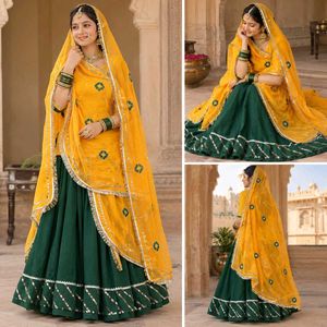 Yellow & Green Lehenga Choli Set rajputi poshak