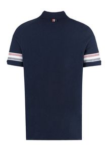 THOM BROWNE Navy Blue Stripes Polo Shirt