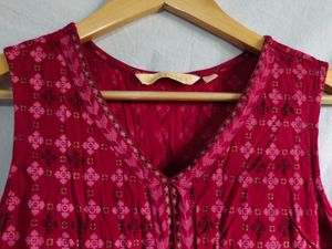 Elegant Pink Printed Sleeveless Kurta
