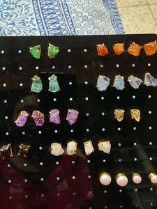 Raw Stone Studs (Black)