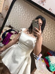 Cream Fit and Flare Mini Dress🦋🌻🎀