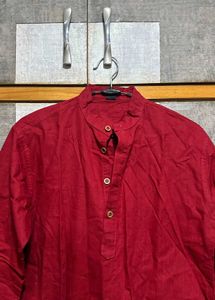Solid Red Cotton Kurta