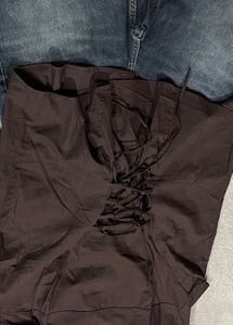 Brown Tie-Up Cotton Shirts M Size