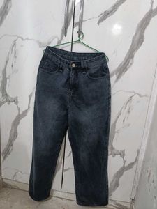 IMPORTED WIDE LEG DENIM Acid Wash Jeans