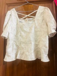 Chic Puff Sleeve Peplum Top for girls plus size gi