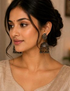 AD Elegant Drop Earrings with Floral Design