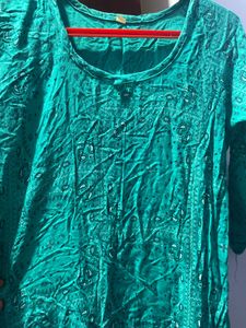 Teal Printed Top