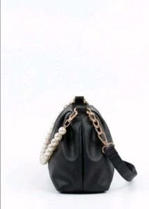 Chic Black Pearl Accent Clutch Bag