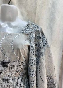 Elegant Grey Embroidered Gown