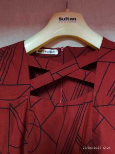 Red Geometric Print Party Dress
