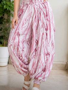 Pink Abstract Print Palazzo Pants