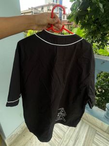 Black Baseball Style Button-Up Shirt