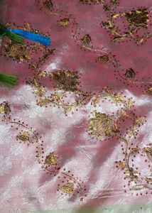 Embroidered Pink Silk Saree