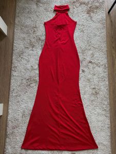 Stunning Red High Neck Maxi Dress