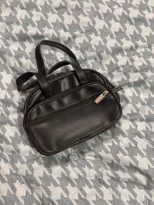Vintage Black Faux Leather Shoulder Bag