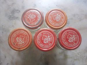 Vintage Glass Jars with Lids - Set of 5