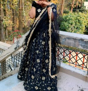 Elegant Black Embroidered Lehenga Choli