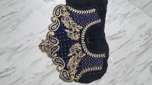 Royal Blue Embellished Velvet Blouse Piece