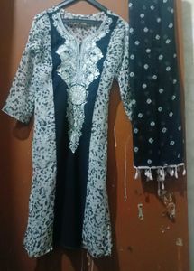 Elegant Black & White Kurta Set
