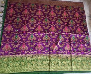 Beautiful Purple &amp; Green Banarasi Silk Saree