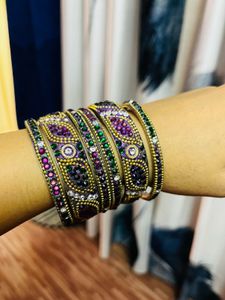 6 metal  Bangle Set with box new