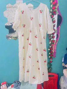 Cute Cherry Print Midi Dress