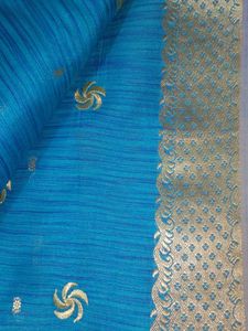 Blue Saree with Gold Embroidery