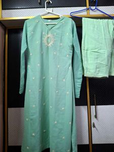 Mint Green Embroidered Kurta Set