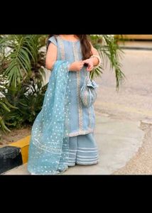 Kids' Blue Embroidered Kurta Set