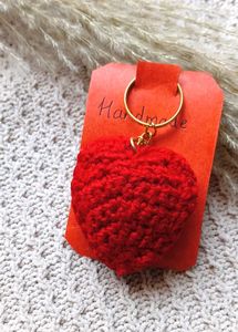 Crochet Heart Keychain - Handmade