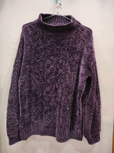 Plush Purple Turtleneck Sweater