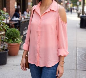 Chic Pink Cold Shoulder Blouse
