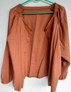 Rust-Colored Peasant Blouse