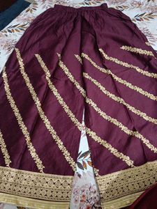 Maroon fabric combo kurta plaza dupatta parties dr