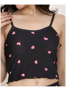Heart Print Top Nd Shorts Set