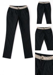 Black Trousers with Lace Waistband
