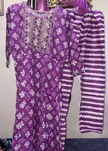 Stylish Purple Floral Anarkali Kurta Set With Pant