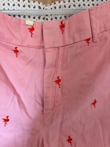 Flamingo Printed Shorts Size :34Women's Embroidere