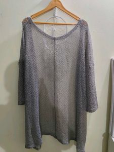 Elegant Silver Knit Cardigan
