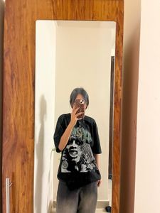 Y2K Oversized Graphic Print Black T-Shirt