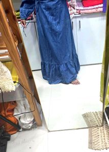 Denim Wrap Maxi Dress